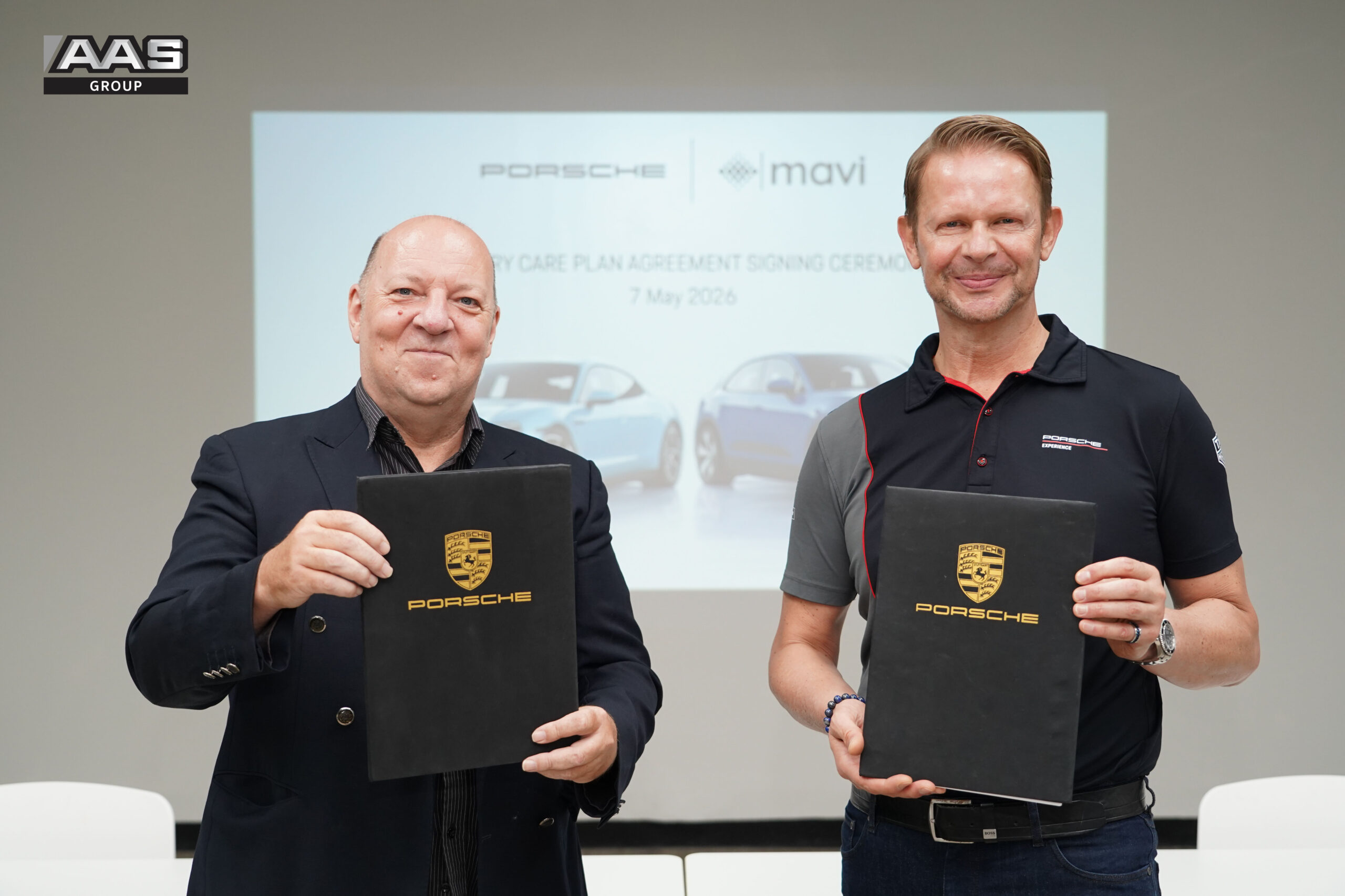 AAS Group ชูความมั่นใจกับลูกค้าเหนือระดับ โดย Porsche Thailand จับมือ MAVI ขยายการดูแลแบตเตอรี่สูงสุดถึง 15 ปี หรือ 300,000 กม.*