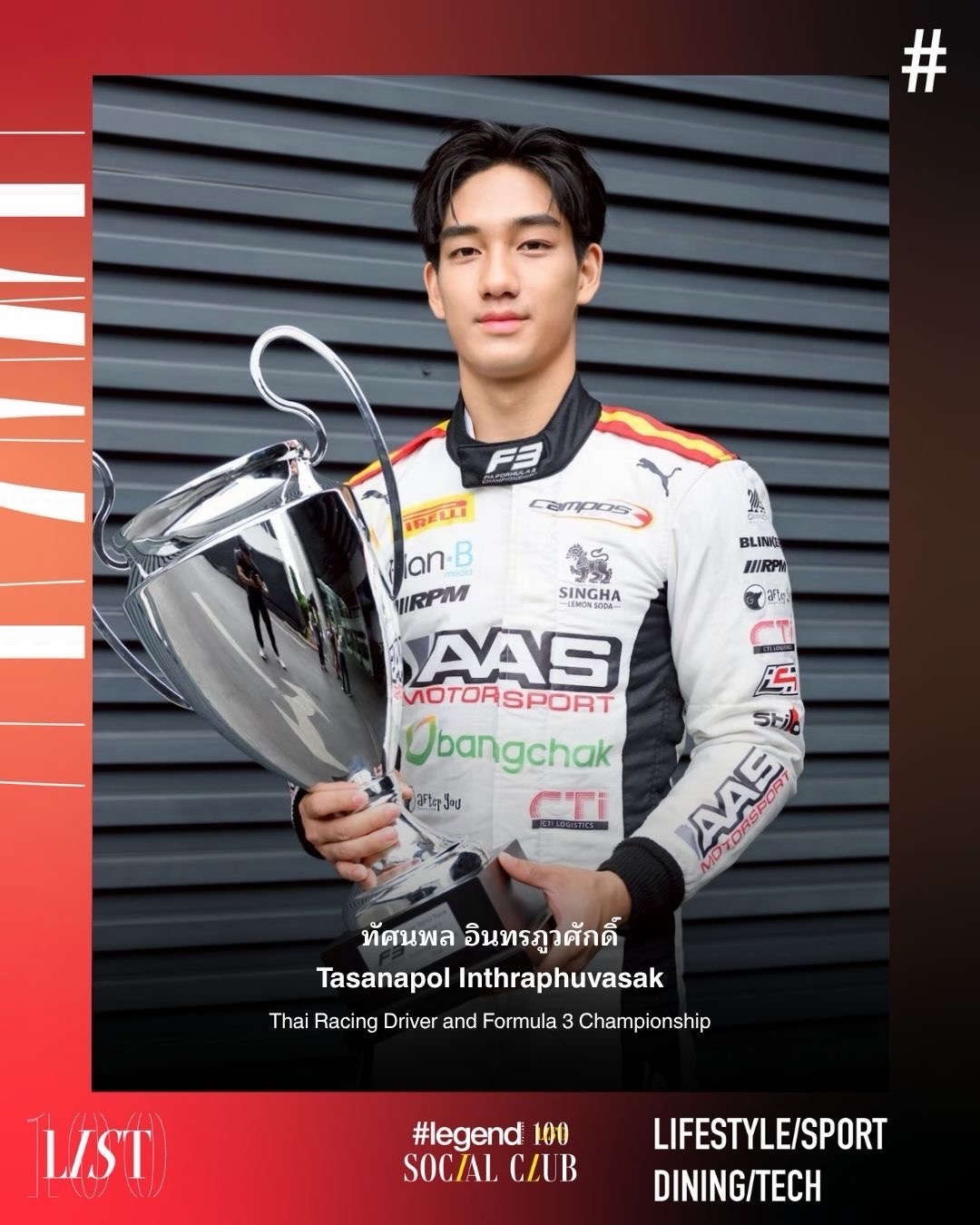 เอเอเอส กรุ๊ป ร่วมยินดีกับ “เติ้น-ทัศนพล” คว้ารางวัล #legend100 List 2026 ก้าวข้ามจากนักแข่ง สู่บุคคลสาธารณะที่มีอิทธิพลในแวดวงไลฟ์สไตล์
